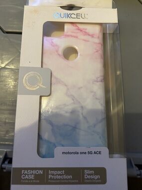 Marble Gradient Case for Motorola One 5G Ace - Pink Blue White